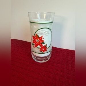 Coca-Cola Christmas Poinsettia Drinking Glasses Vintage
